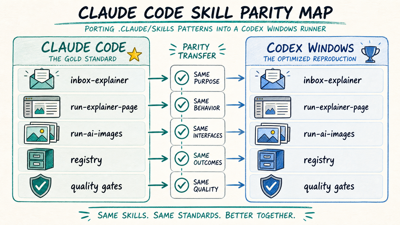 Claude Code skill parity map